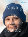 Cover of Making the invisible visible. Lady wearing a blue winter hat.