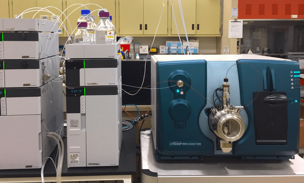 A mass spectrometer, one of the laboratory instruments used to identify biomarkers of Alzheimer’s disease.